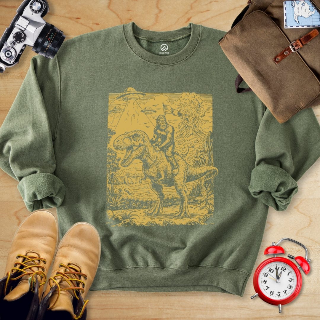 Hike Tee Sweatshirt Military Green / S Bigfoot Dinosaur Sweatshirt
