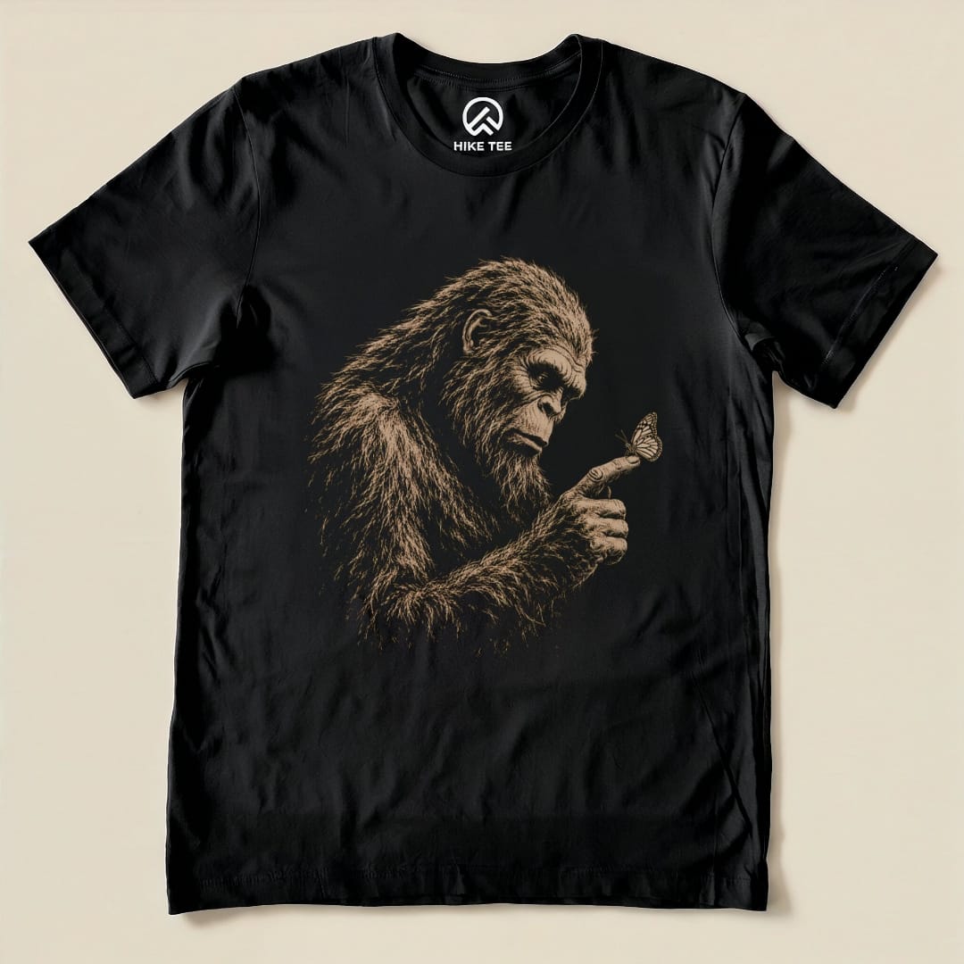 Bigfoot with Butterfly Shirt Hike Tee T-Shirt Black / S