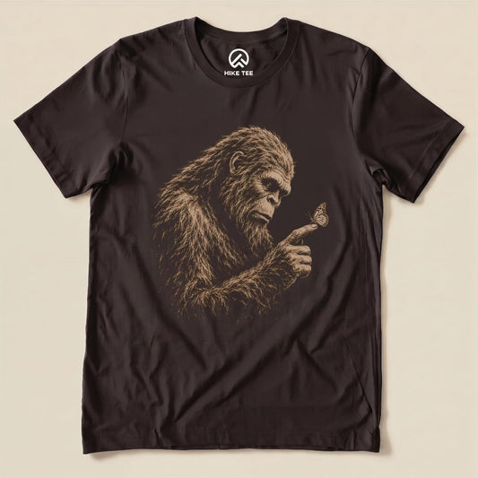 Bigfoot with Butterfly Shirt Hike Tee T-Shirt Brown / S