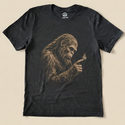 Bigfoot with Butterfly Shirt Hike Tee T-Shirt Dark Grey Heather / S