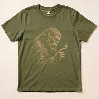 Bigfoot with Butterfly Shirt Hike Tee T-Shirt Military Green / S
