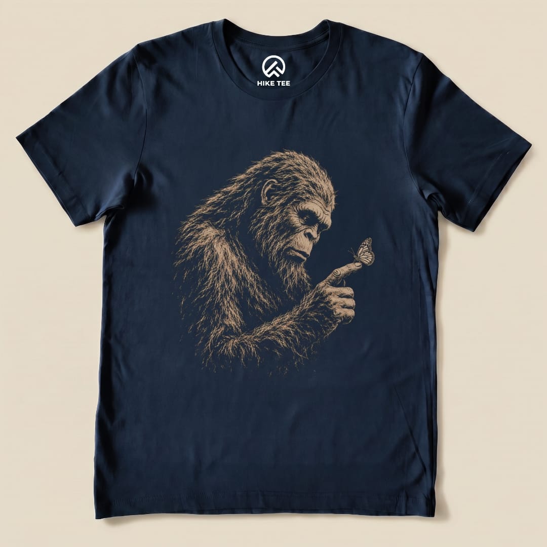 Bigfoot with Butterfly Shirt Hike Tee T-Shirt Navy / S