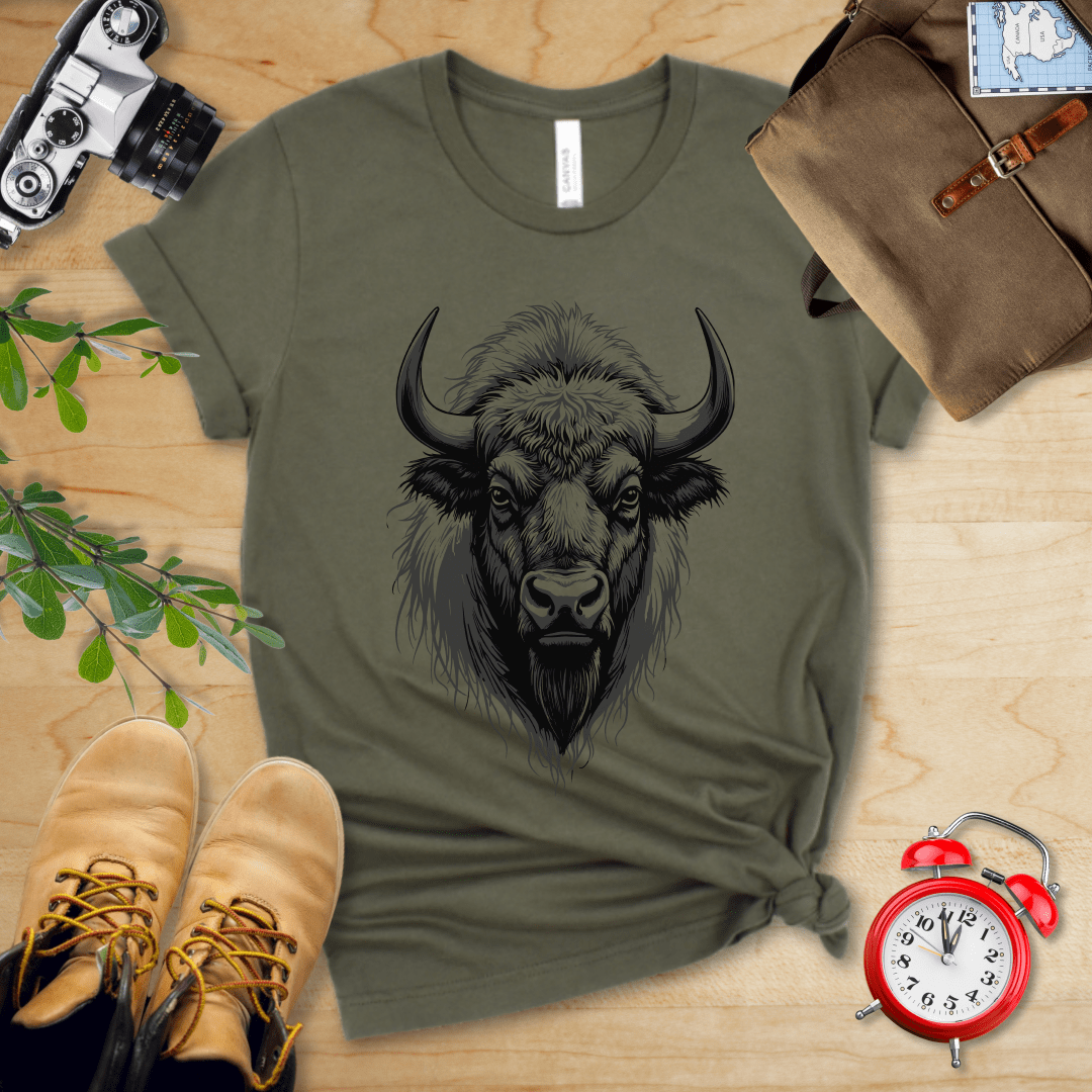 Printify T-Shirt Military Green / S Bison Shirt