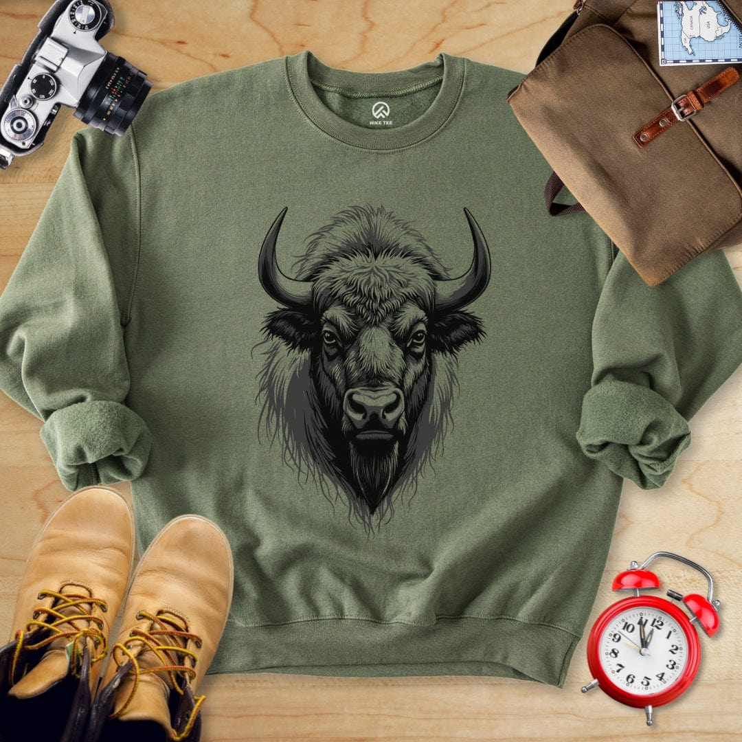 Hike Tee Sweatshirt Military Green / S Bison Sweatshirt