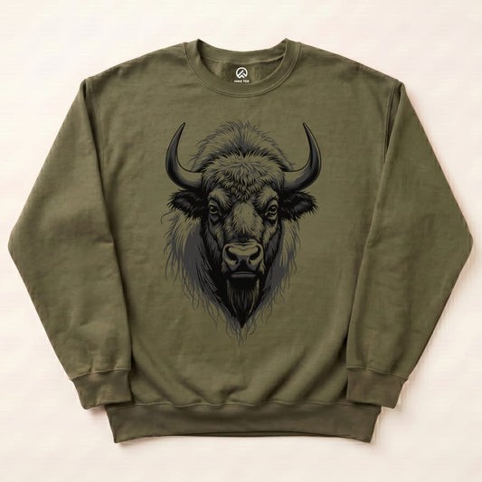 Bison Sweatshirt Hike Tee Sweatshirt Military Green / S