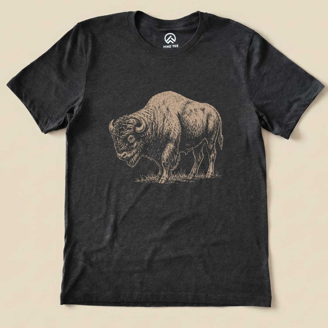 Bison Vintage Shirt Hike Tee T-Shirt Dark Grey Heather / S