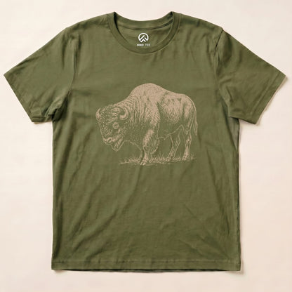 Bison Vintage Shirt Hike Tee T-Shirt Military Green / S