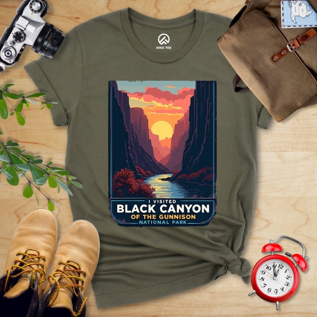 Hike Tee T-Shirt Military Green / S Black Canyon of the Gunnison National Park Shirt
