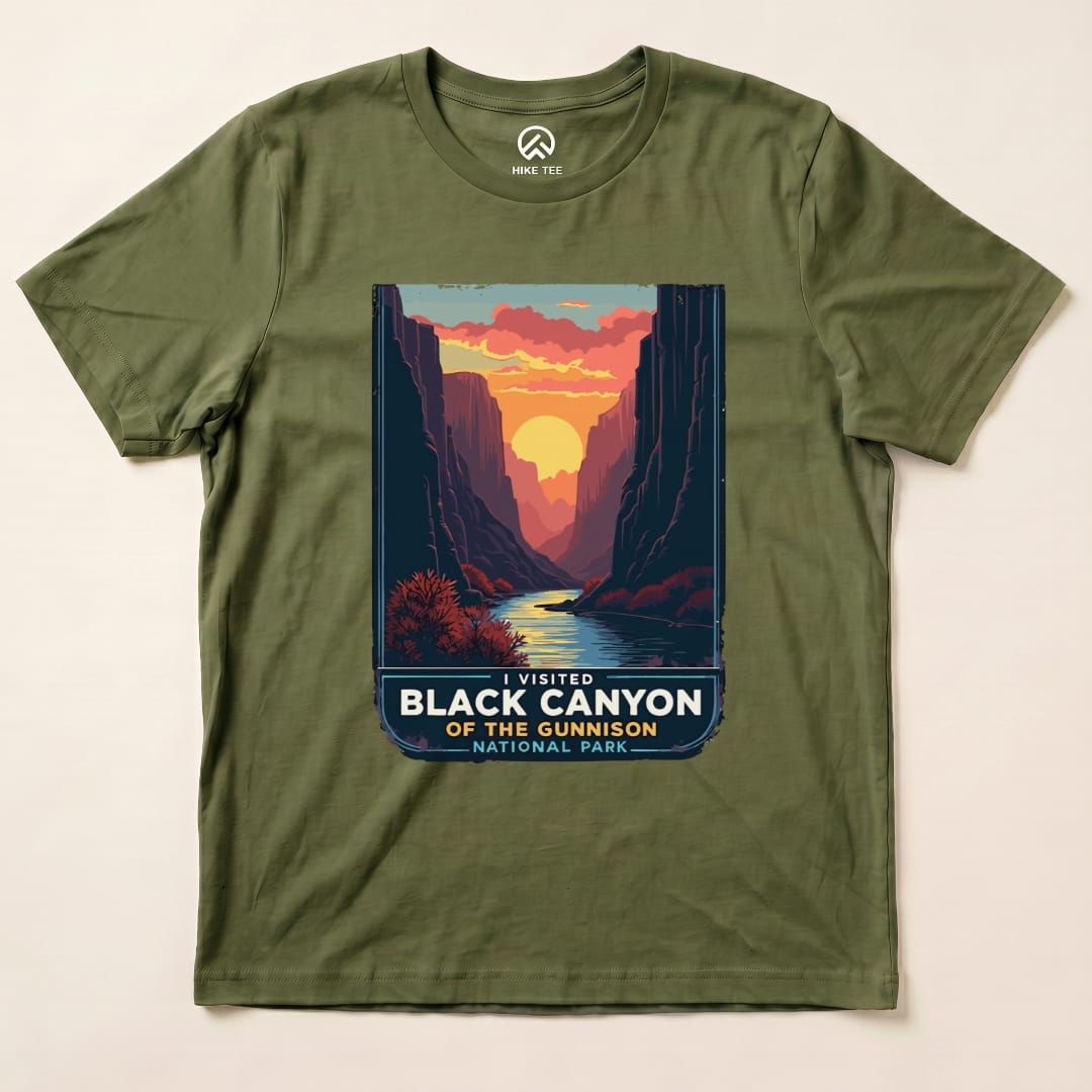Hike Tee T-Shirt Military Green / S Black Canyon of the Gunnison National Park Shirt