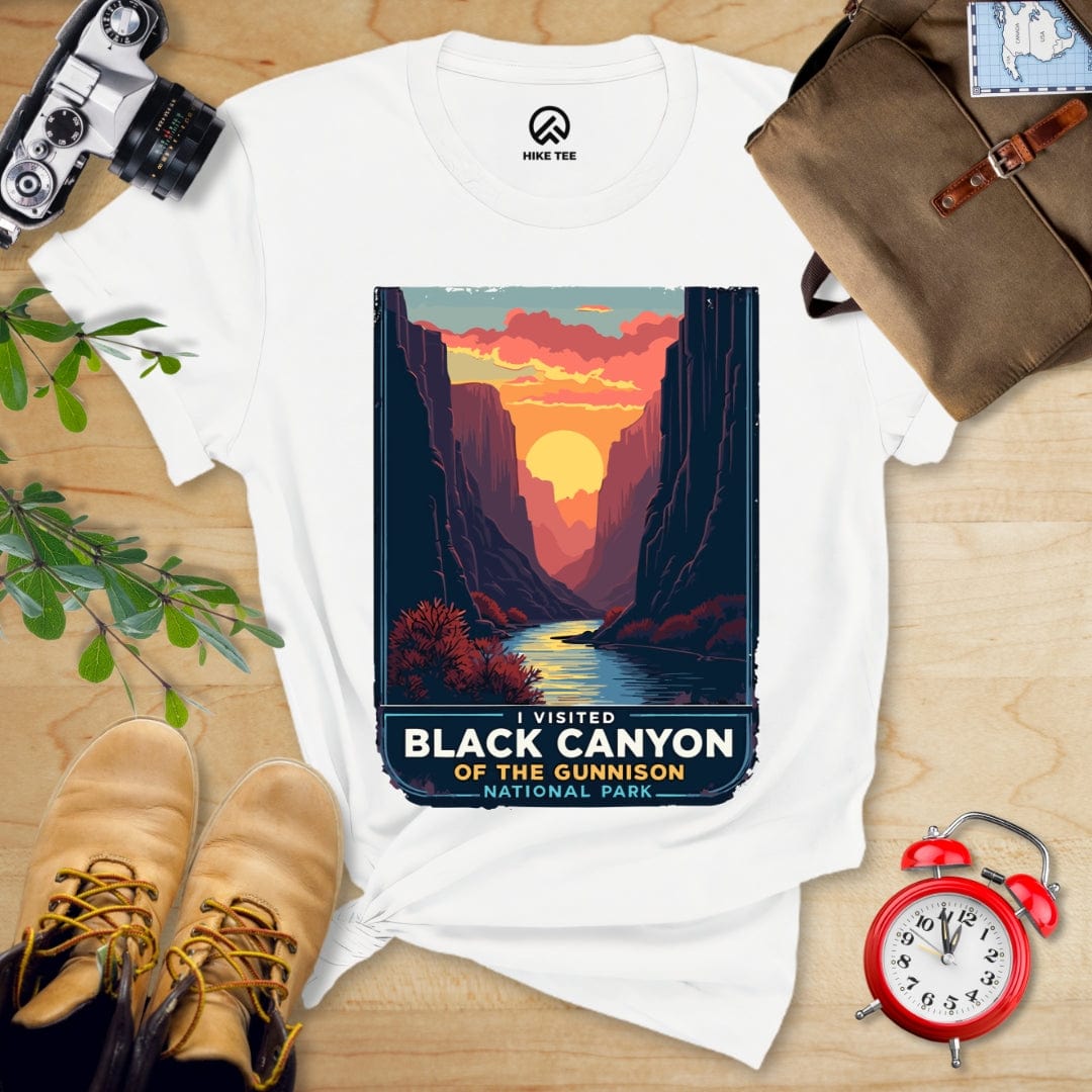 Hike Tee T-Shirt White / S Black Canyon of the Gunnison National Park Shirt