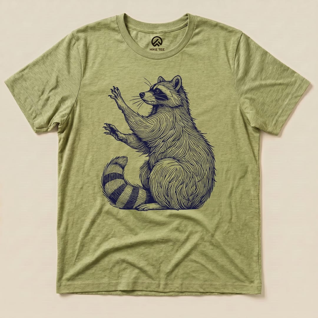 Blue Mono Raccoon Shirt Hike Tee T-Shirt Heather Green / S