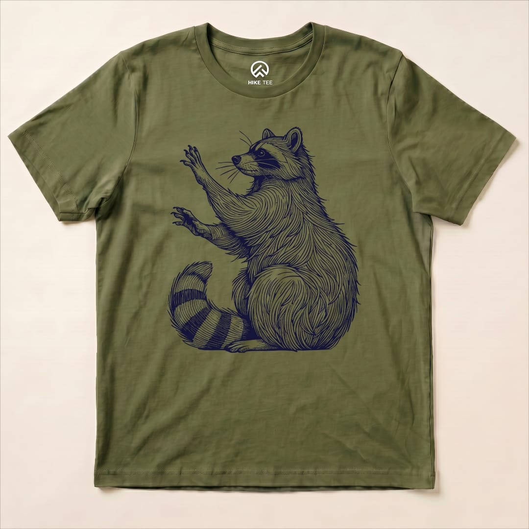 Blue Mono Raccoon Shirt Hike Tee T-Shirt Military Green / S