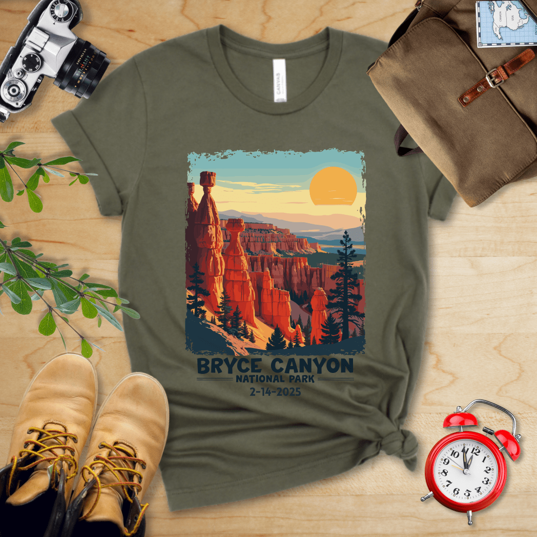 AnywherePOD T-Shirt Military Green / S Bryce Canyon National Park Shirt + Personalization