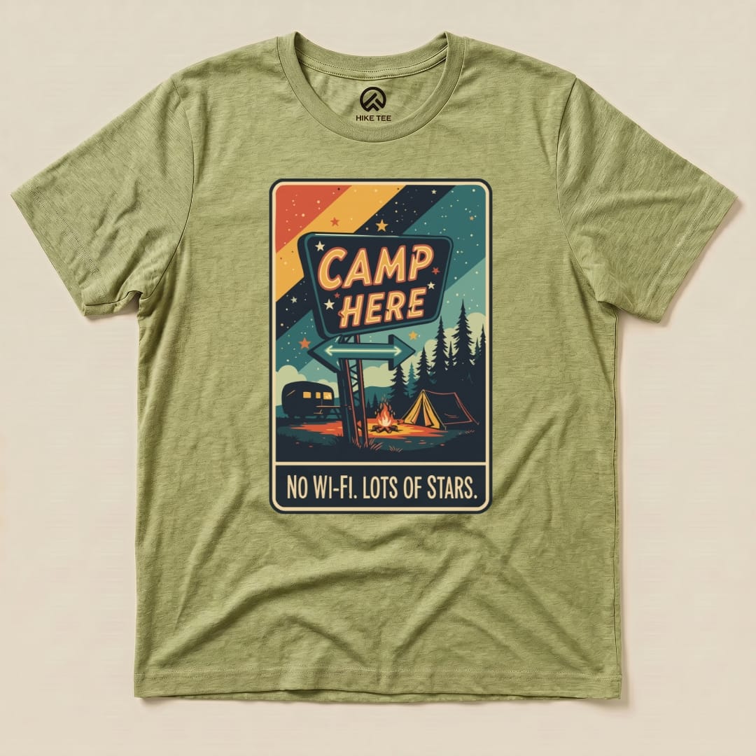 Hike Tee T-Shirt Heather Green / S Camp Here Shirt
