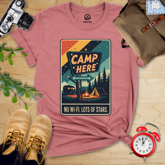 Hike Tee T-Shirt Heather Mauve / S Camp Here Shirt
