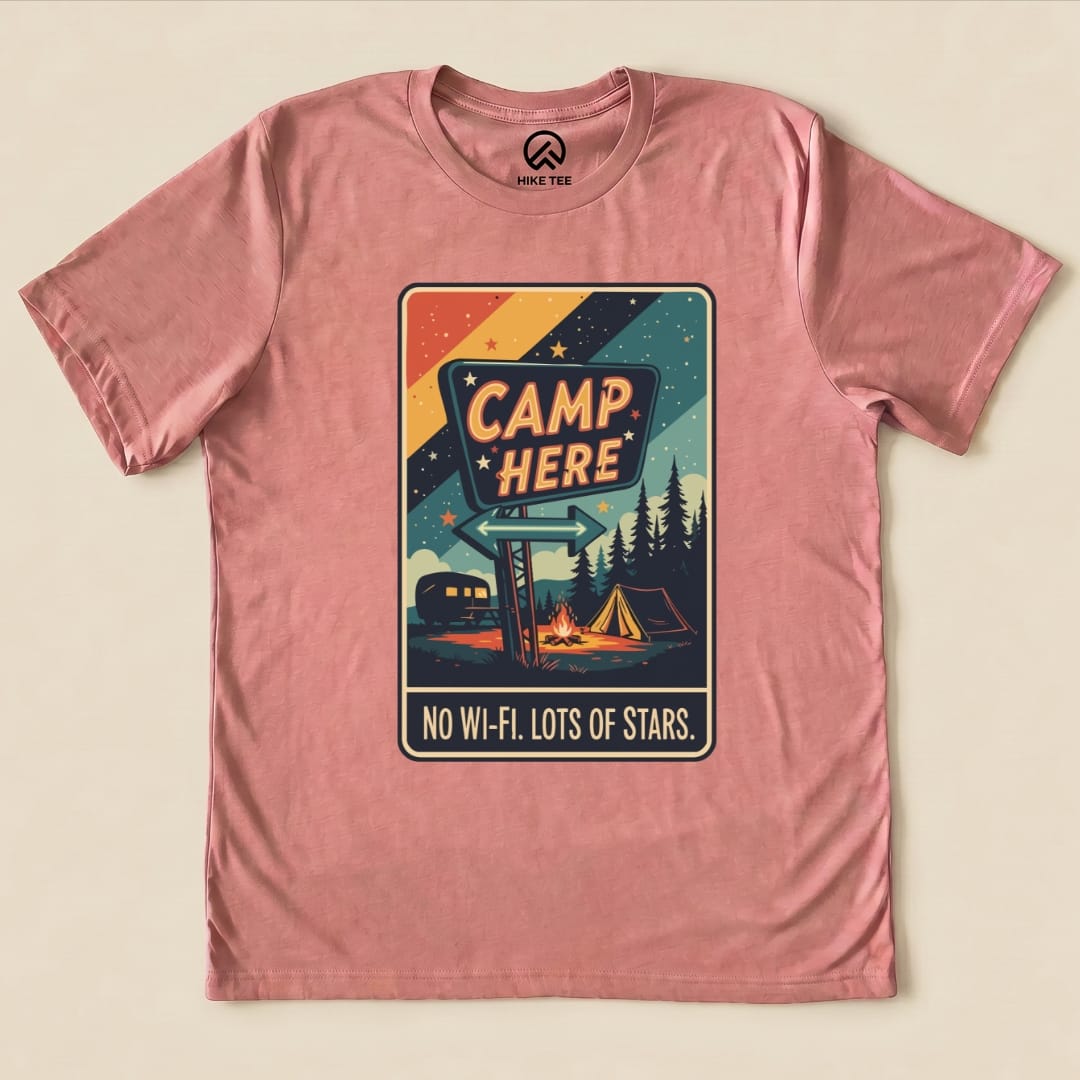 Hike Tee T-Shirt Heather Mauve / S Camp Here Shirt