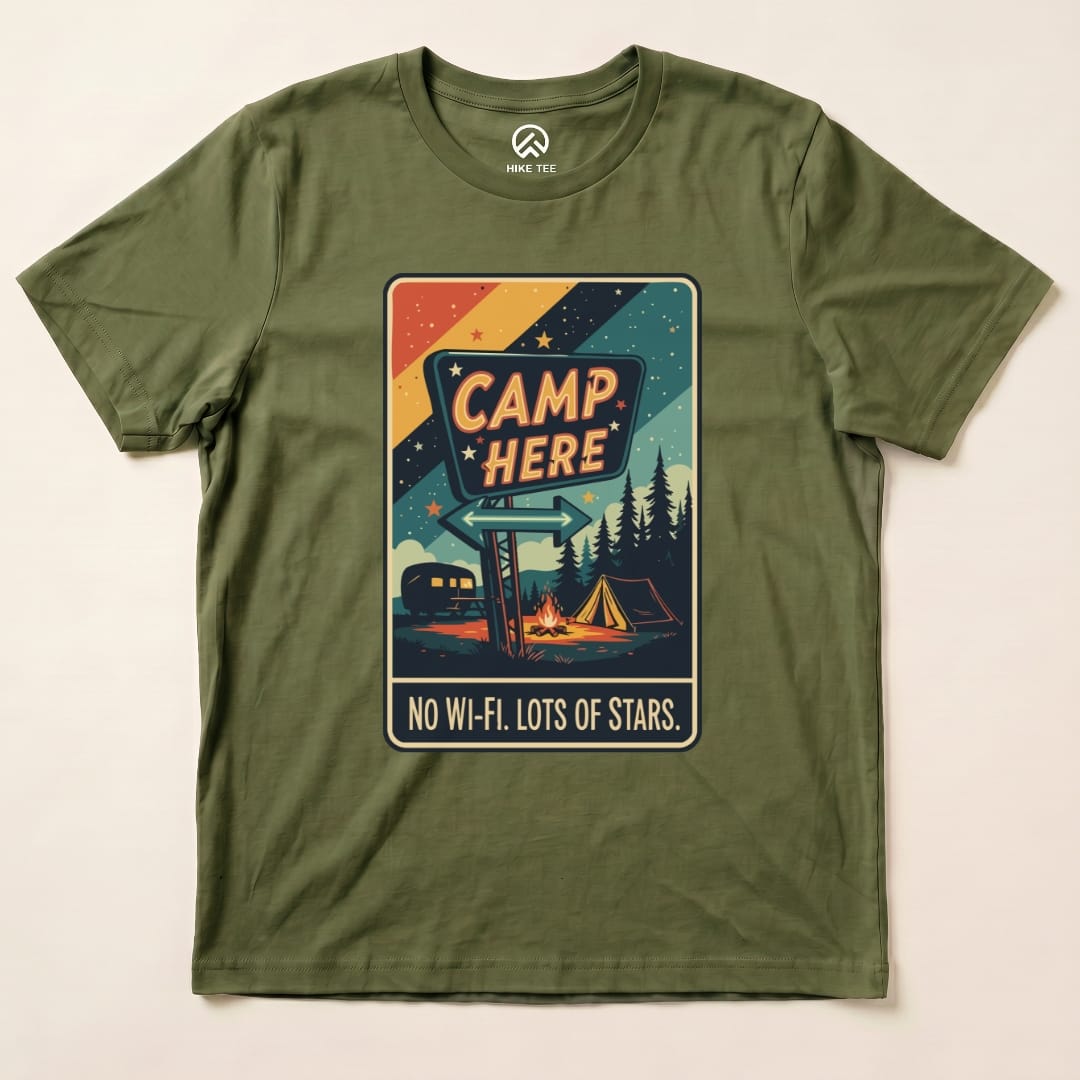 Hike Tee T-Shirt Military Green / S Camp Here Shirt