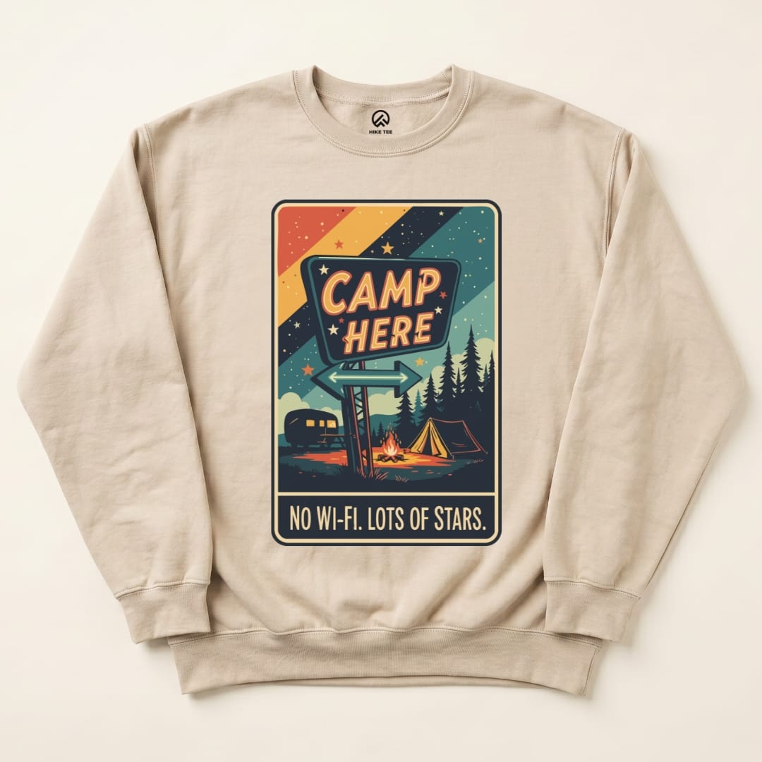 Camp Here Sweatshirt Hike Tee Sweatshirt Sand / S