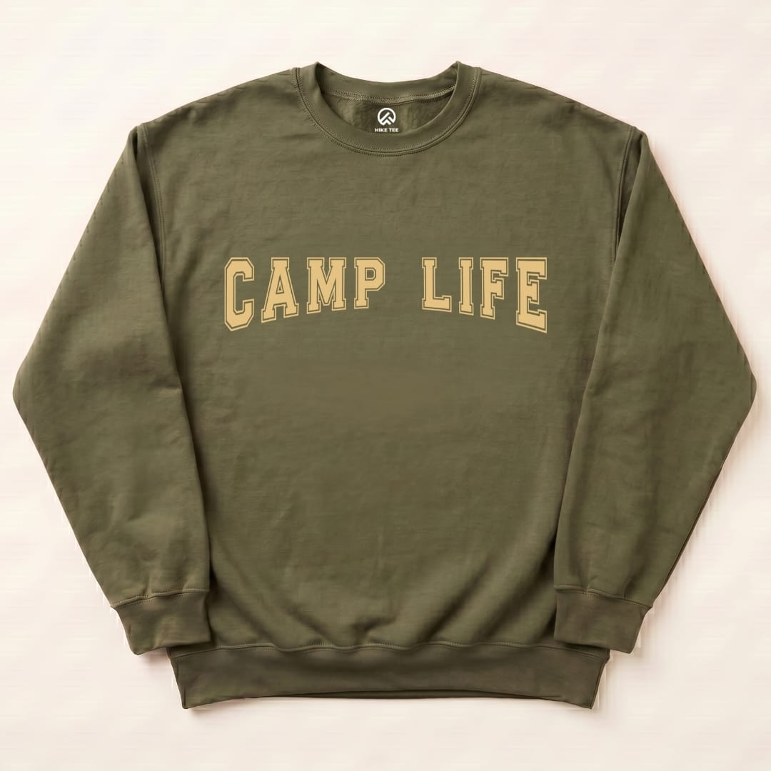 Camp Life Sweatshirt Hike Tee Sweatshirt Military Green / S