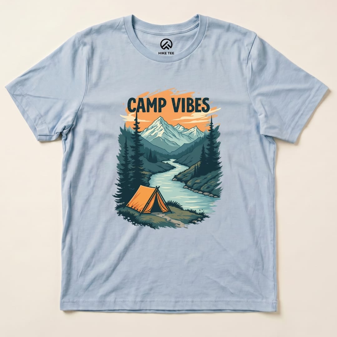 Camp Vibes Shirt Hike Tee T-Shirt Baby Blue / S