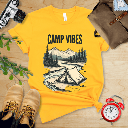 Printify T-Shirt Gold / S Camp Vibes Shirt