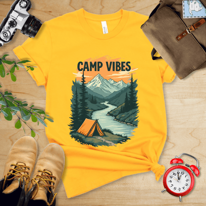 Printify T-Shirt Gold / S Camp Vibes Shirt