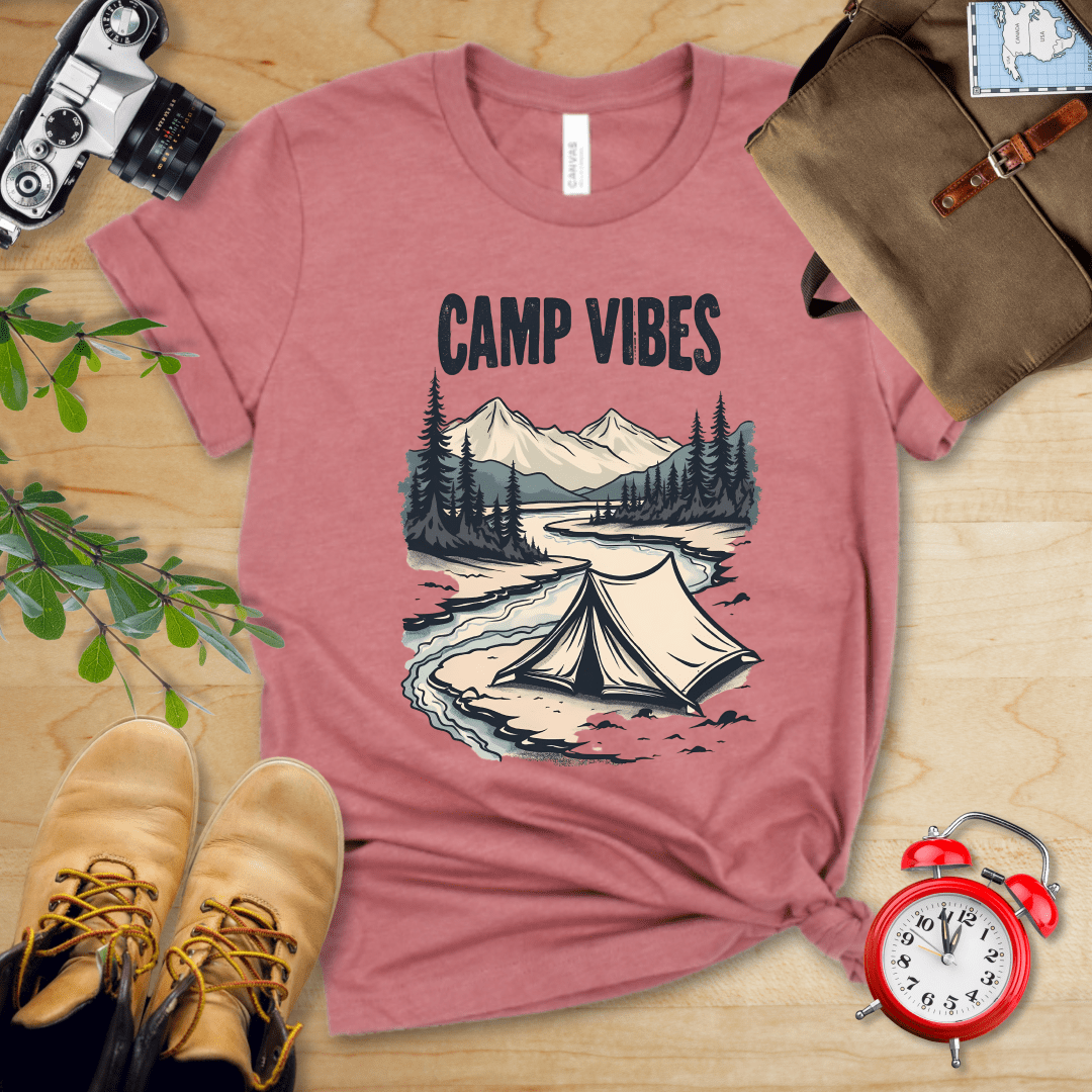 Printify T-Shirt Heather Mauve / S Camp Vibes Shirt