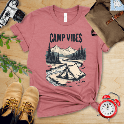 Printify T-Shirt Heather Mauve / S Camp Vibes Shirt