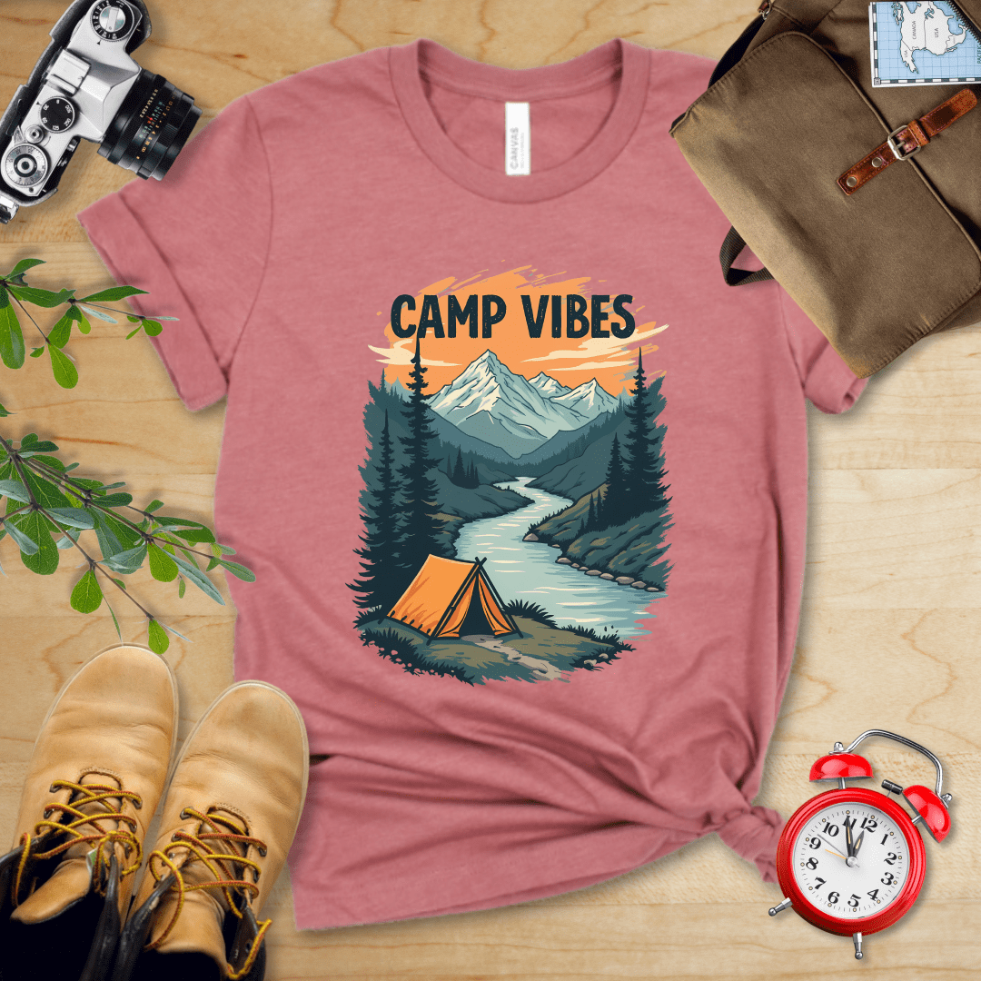 Printify T-Shirt Heather Mauve / S Camp Vibes Shirt