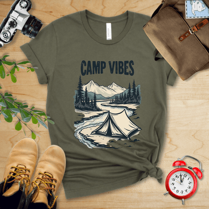 Printify T-Shirt Military Green / S Camp Vibes Shirt