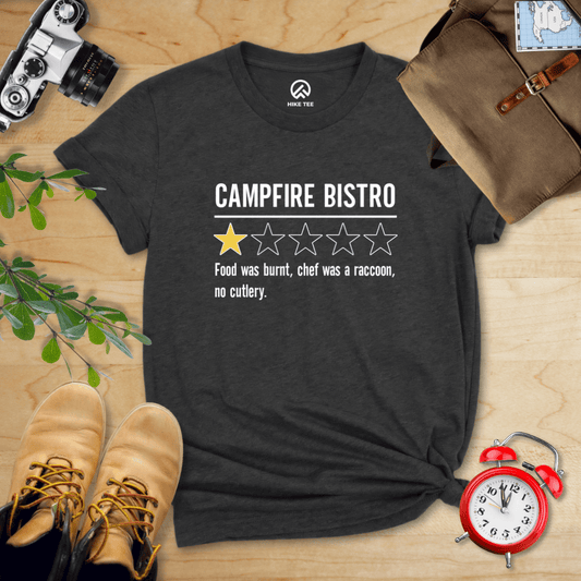 Hike Tee T-Shirt Dark Grey Heather / S Campfire Bistro Review Shirt