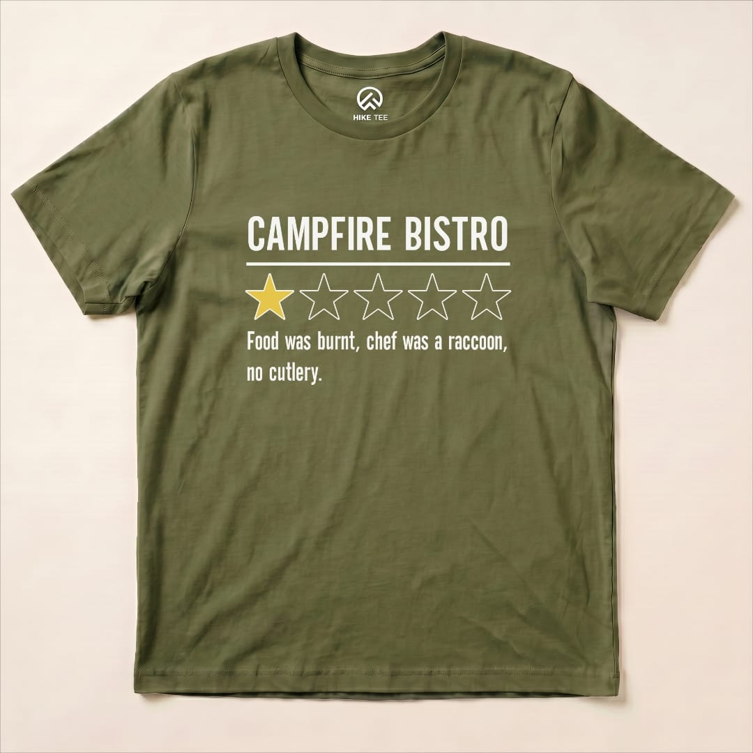 Campfire Bistro Review Shirt Hike Tee T-Shirt Military Green / S