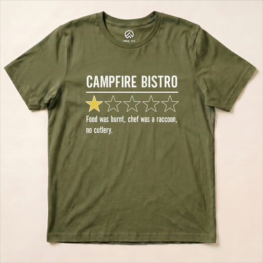 Campfire Bistro Review Shirt Hike Tee T-Shirt Military Green / S