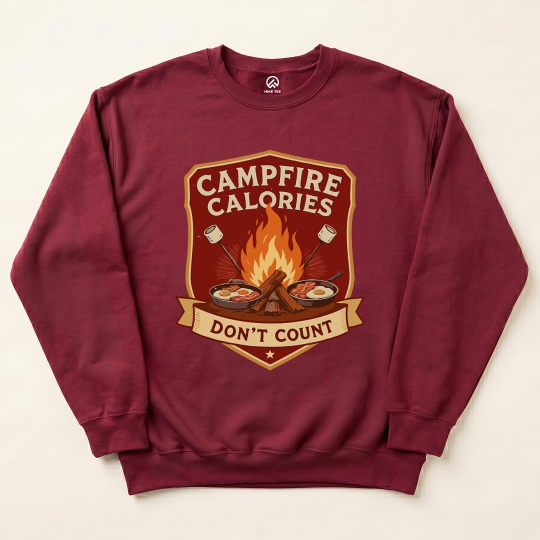 Campfire Calories Sweatshirt Hike Tee Sweatshirt Maroon / S