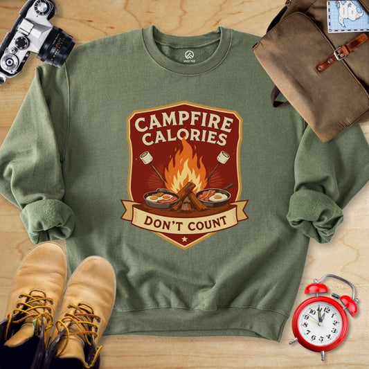 Hike Tee Sweatshirt S / Military Green Campfire Calories Sweatshirt