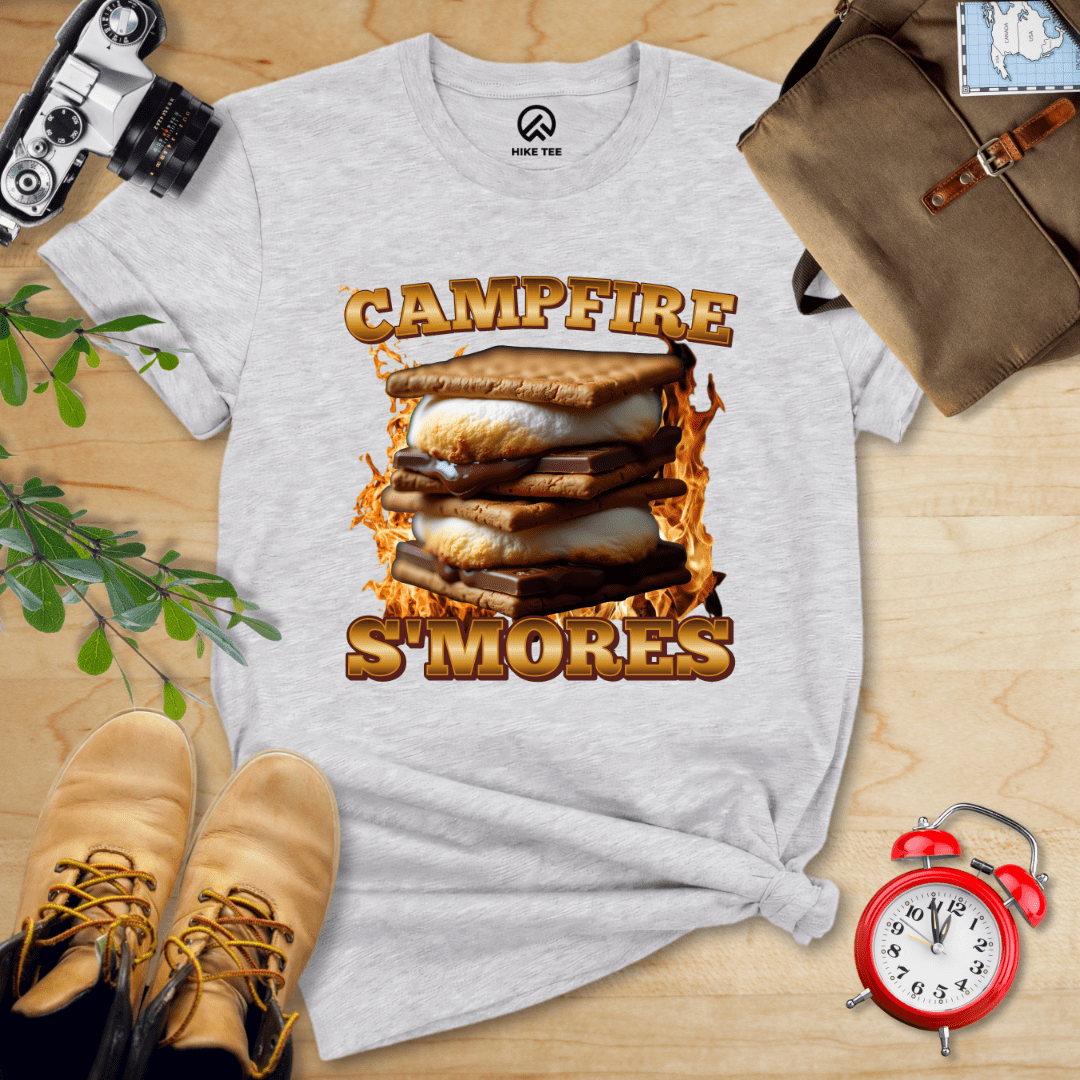 Hike Tee T-Shirt Athletic Heather / S Campfire S'mores Camping Shirt