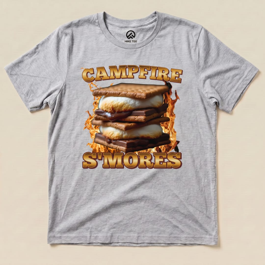 Hike Tee T-Shirt Athletic Heather / S Campfire S'mores Camping Shirt