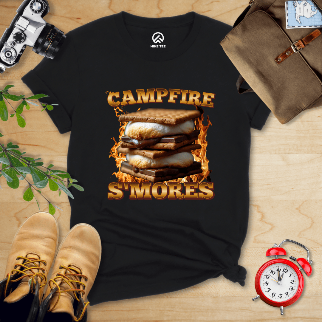 Hike Tee T-Shirt Black / S Campfire S'mores Camping Shirt