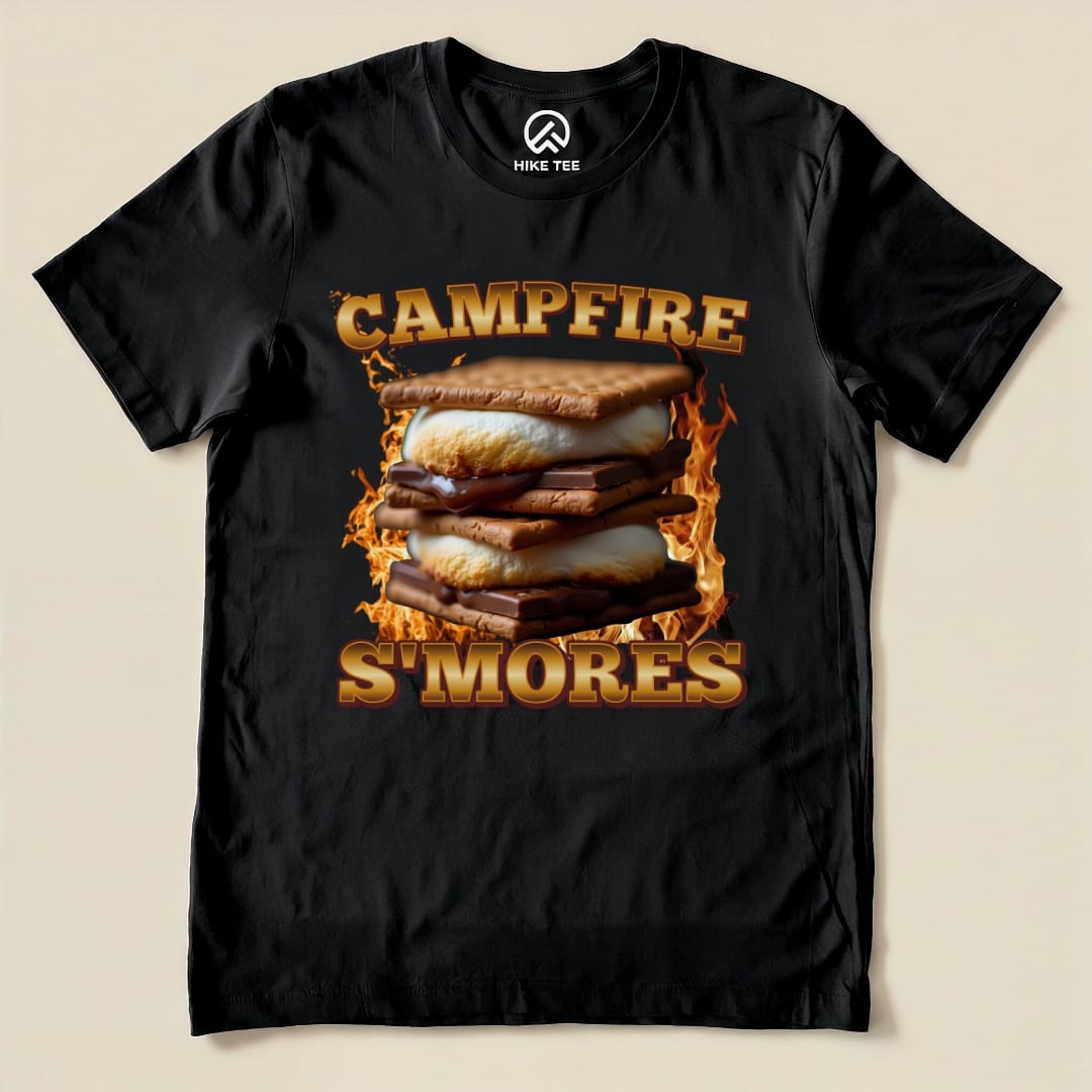 Hike Tee T-Shirt Black / S Campfire S'mores Camping Shirt