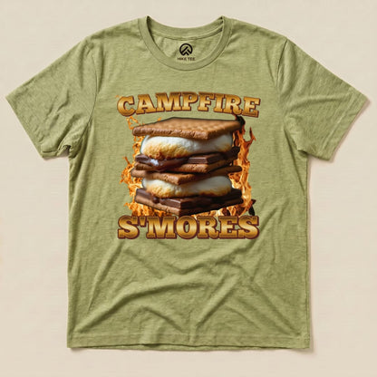 Hike Tee T-Shirt Heather Green / S Campfire S'mores Camping Shirt