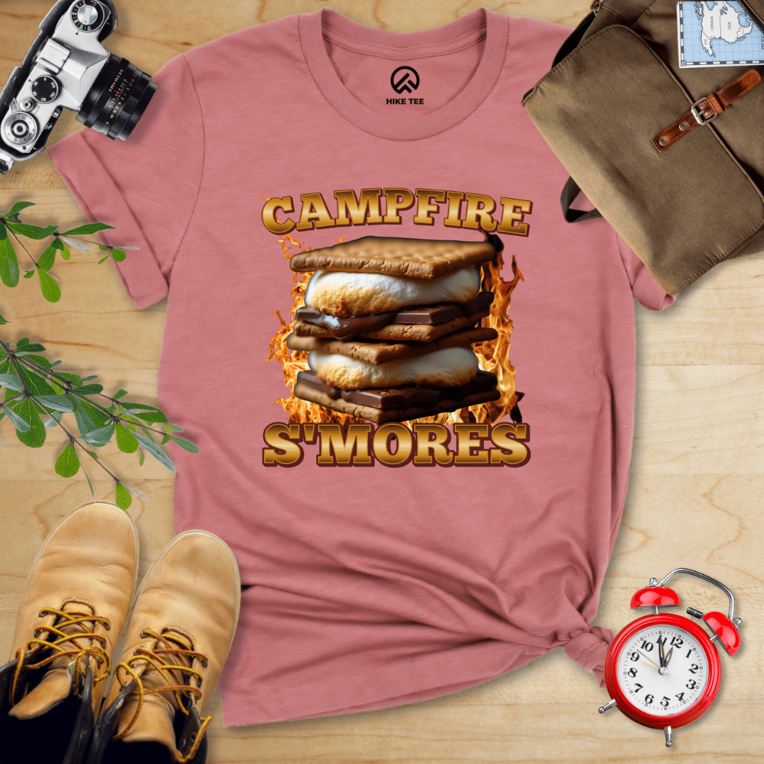 Hike Tee T-Shirt Heather Mauve / S Campfire S'mores Camping Shirt