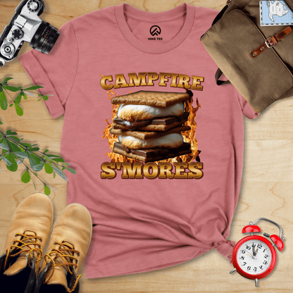 Hike Tee T-Shirt Heather Mauve / S Campfire S'mores Camping Shirt