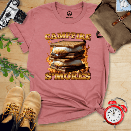 Hike Tee T-Shirt Heather Mauve / S Campfire S'mores Camping Shirt