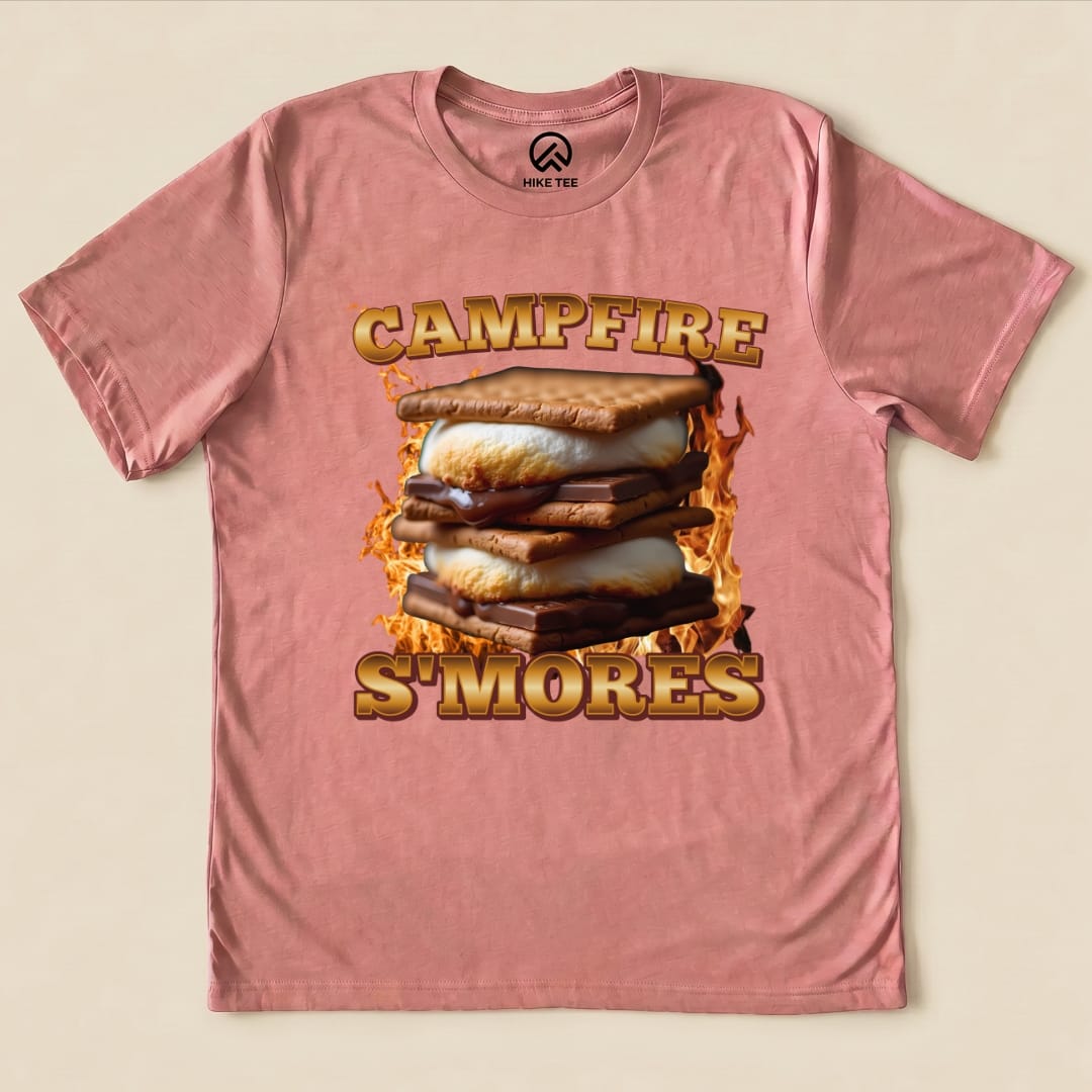 Hike Tee T-Shirt Heather Mauve / S Campfire S'mores Camping Shirt