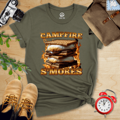 Hike Tee T-Shirt Military Green / S Campfire S'mores Camping Shirt