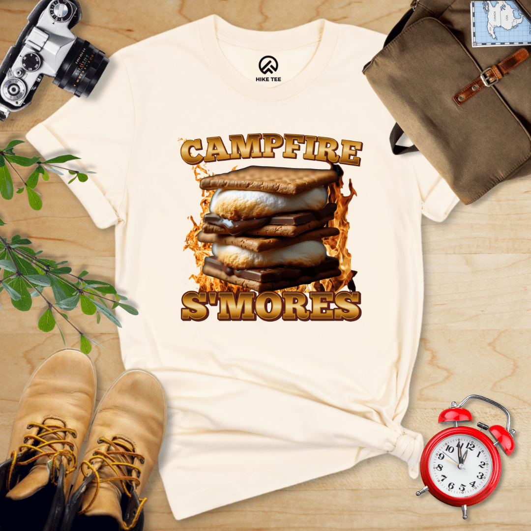 Hike Tee T-Shirt Natural / S Campfire S'mores Camping Shirt