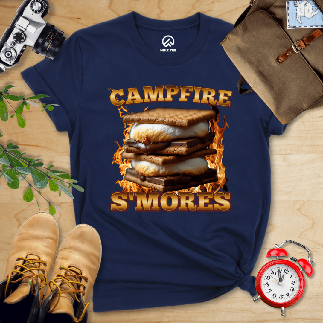 Hike Tee T-Shirt Navy / S Campfire S'mores Camping Shirt