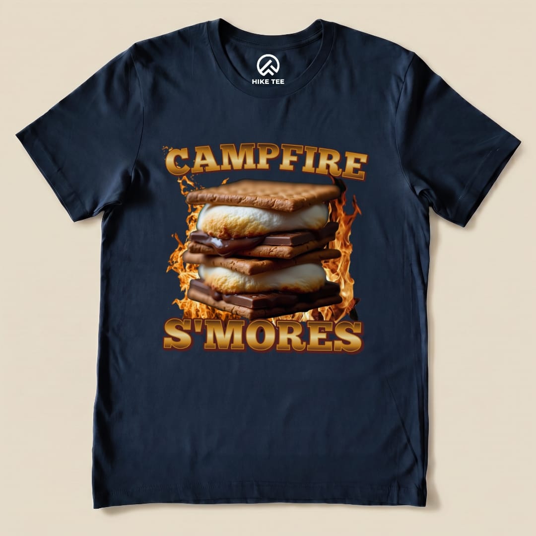 Hike Tee T-Shirt Navy / S Campfire S'mores Camping Shirt