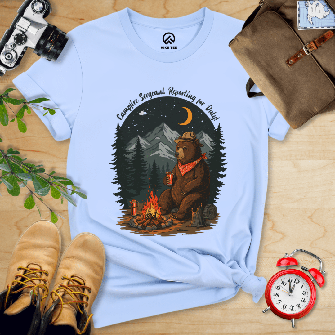 Hike Tee T-Shirt Baby Blue / S Campfire Sergeant Bear Shirt