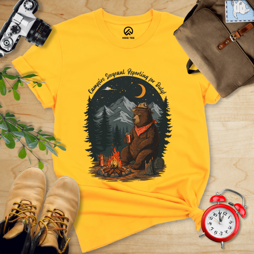 Hike Tee T-Shirt Gold / S Campfire Sergeant Bear Shirt